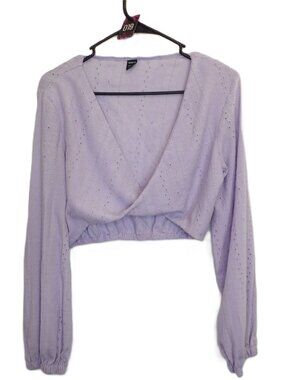 Shein, Lavender long sleeve crop top (Women's Medium)